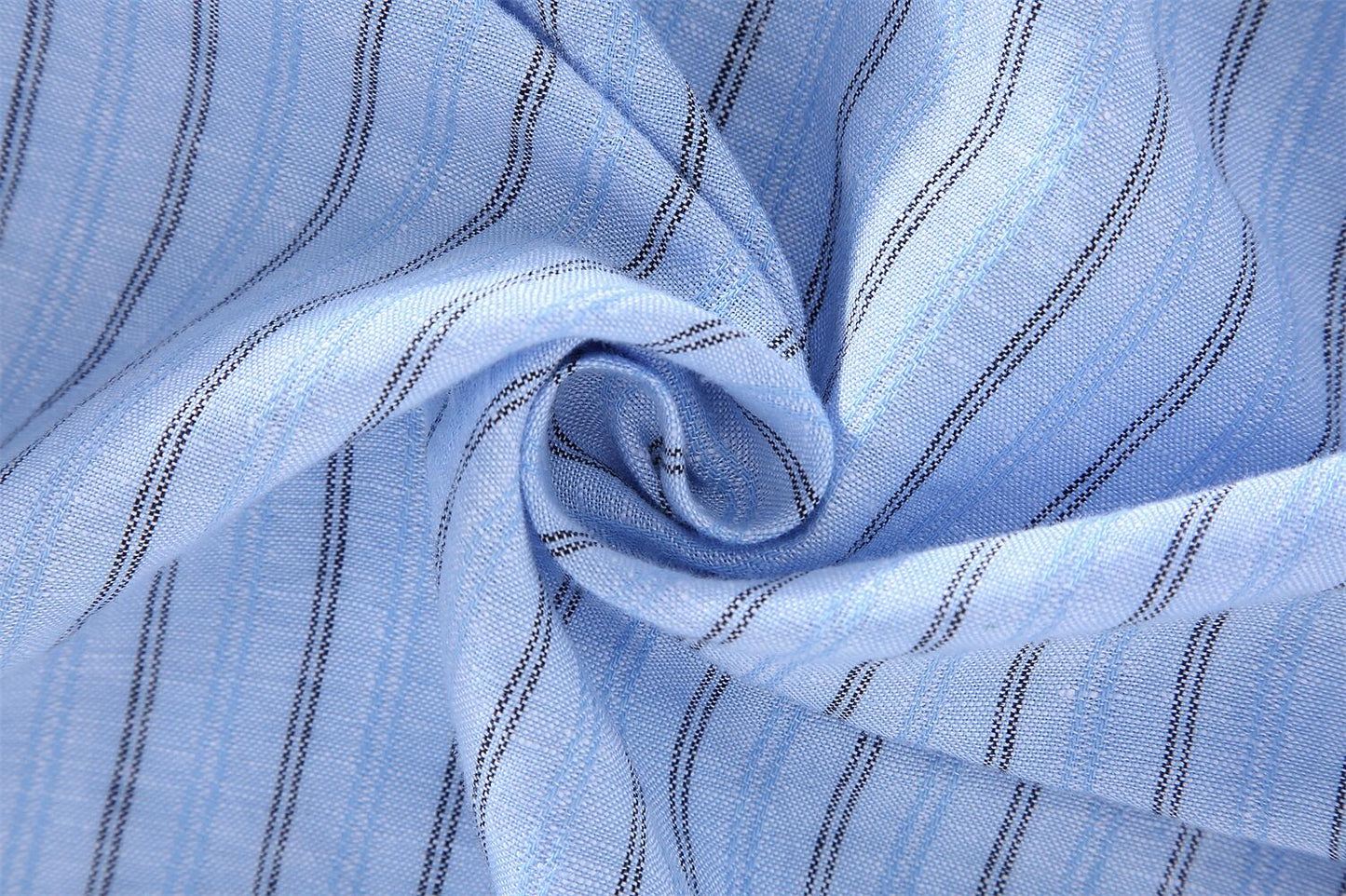 Striped Stand Collar Cotton Linen Shirt