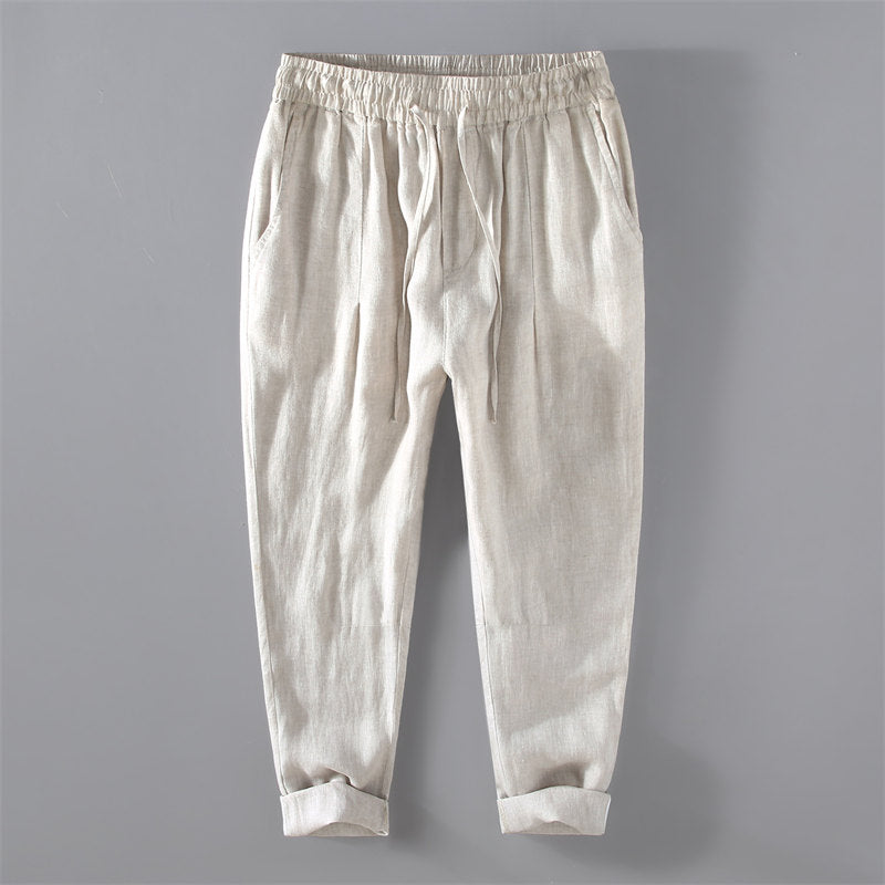 Casual Pure Linen Drawstring Pants