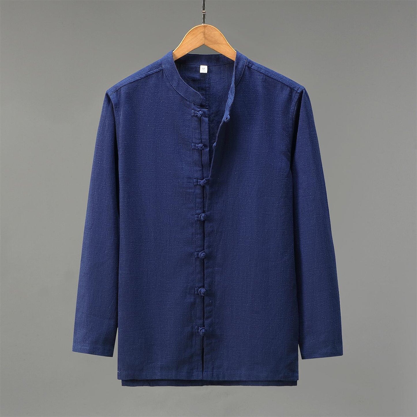 Vintage Loose Fit Linen Shirt - Stand Collar